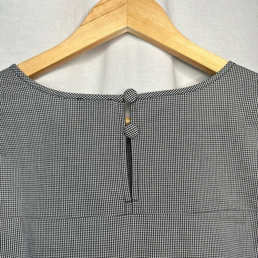 1. J Crew XXS Gingham plaid 3/4 bell flare sleeves slits bow keyhole in back - Picture 13 of 14